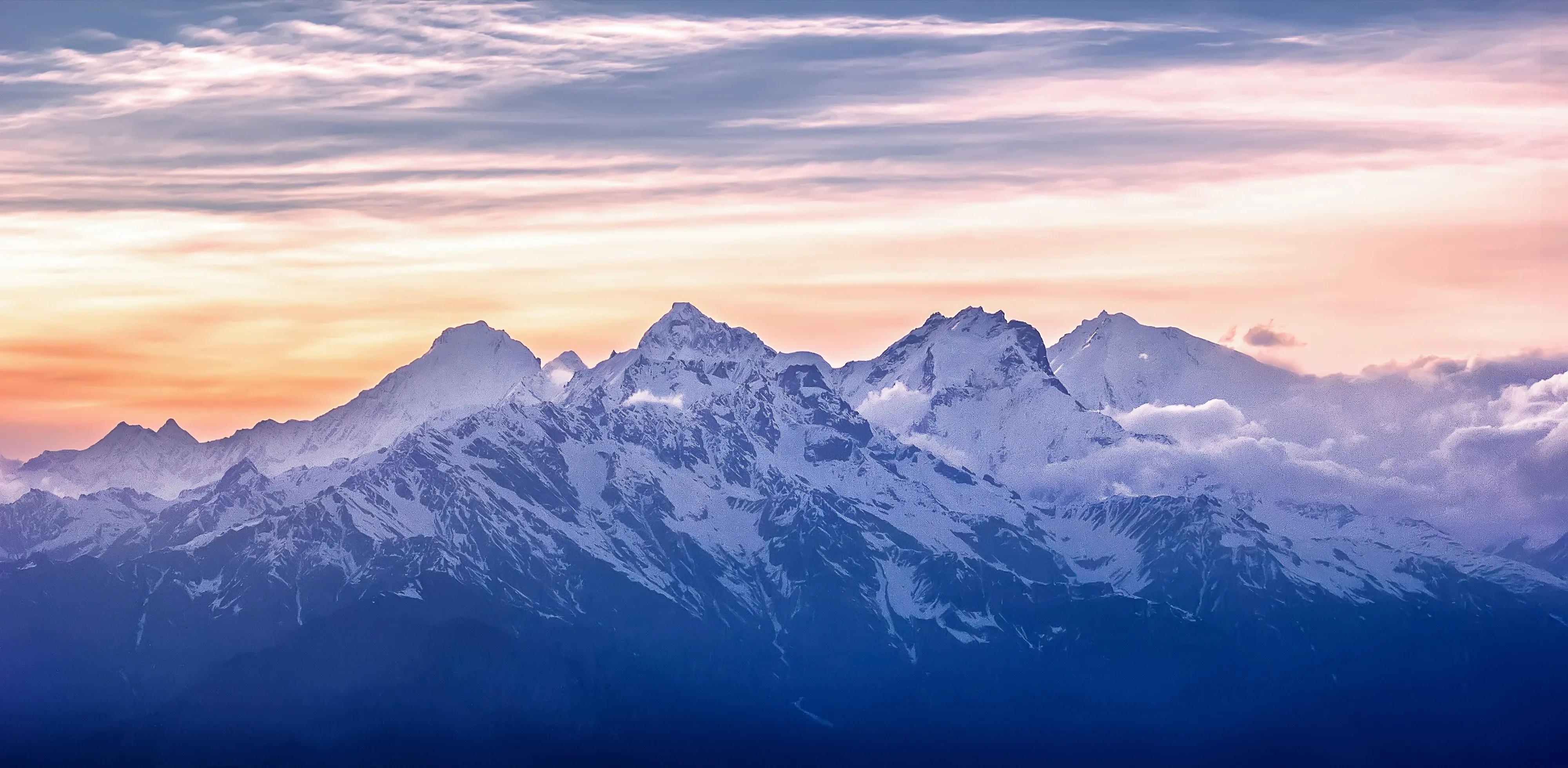 Himalayan peaks at sunset, Langtang National Park, Nepal