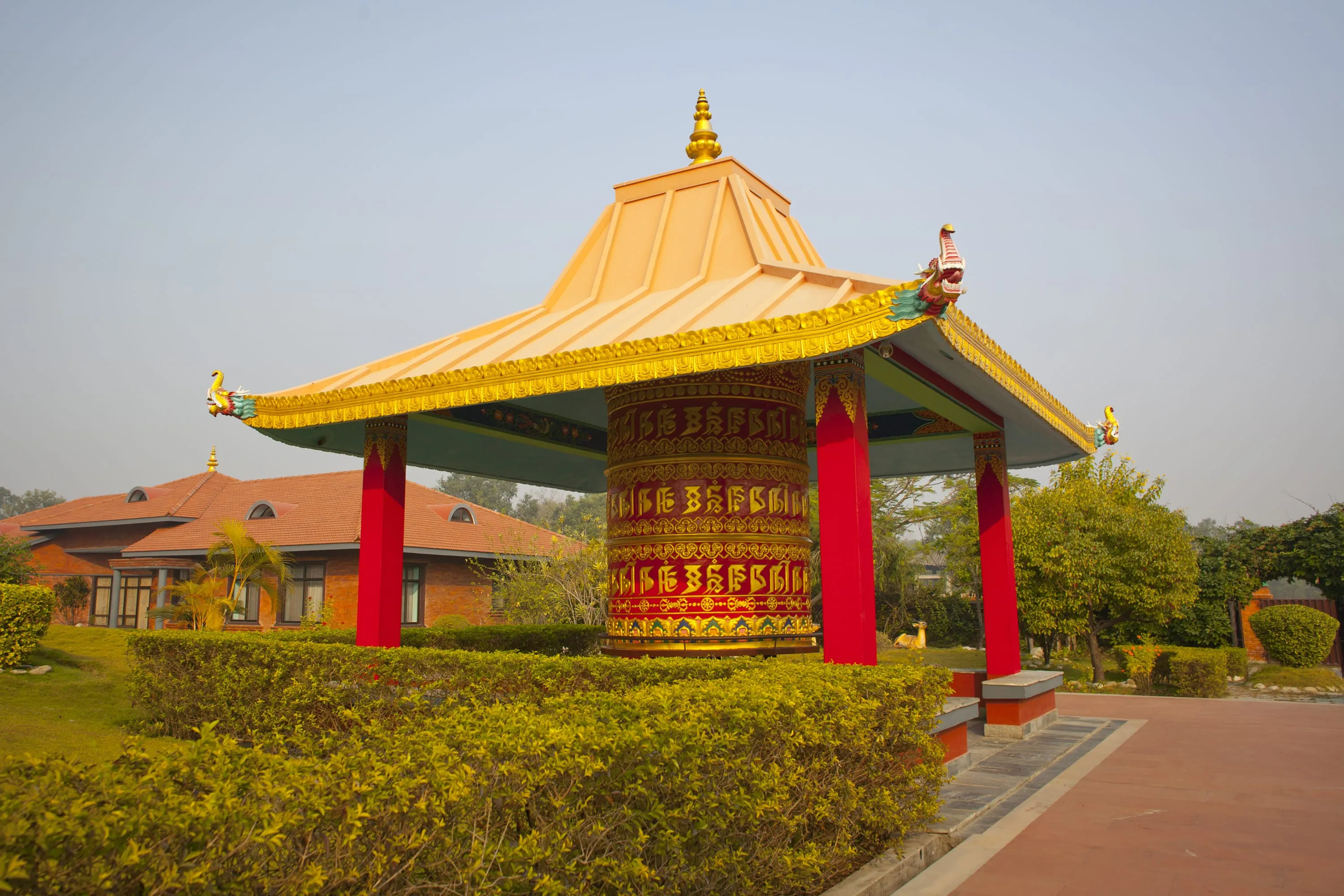 The sacred gardens at Lumbini, birthplace of the Buddha, Nepal
