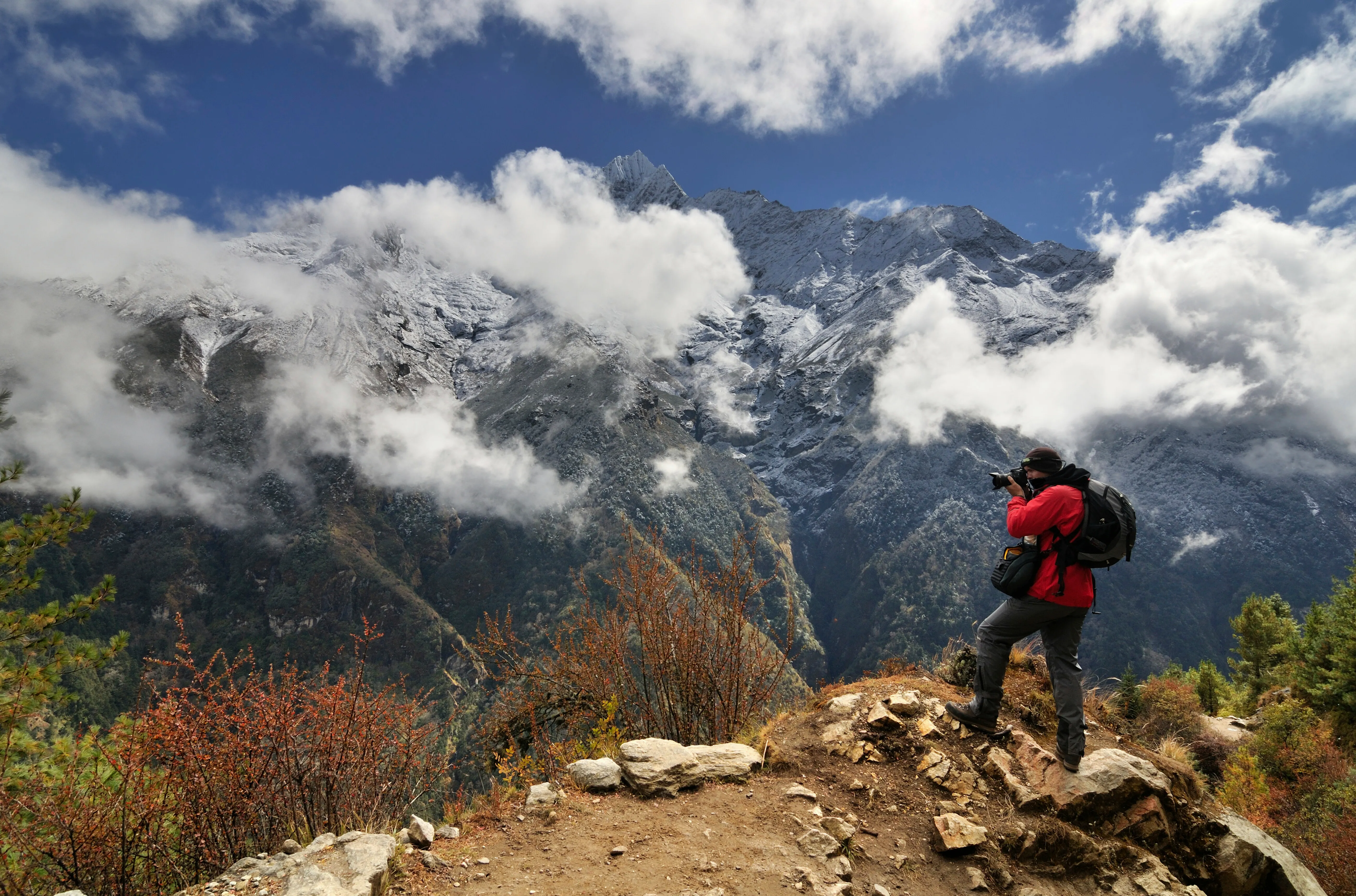 En el sendero de Namche Bazaar a Tengboche, Nepal