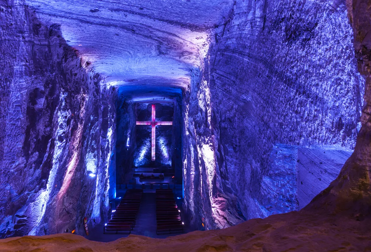 El interior de la Catedral de Sal de Zipaquirá, Colombia